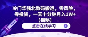 冷门华强北数码搬运,零风险,零投资,一天十分钟月入1W+【揭秘】-聚富社