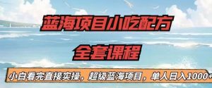 蓝海项目小吃配方全套课程,小白看完直接实操,单人日入1000+【揭秘】-聚富社