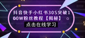 抖音快手小红书30S突破100W粉丝教程【揭秘】-聚富社
