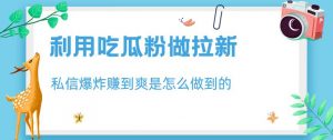 利用吃瓜粉做拉新,私信爆炸日入1000+赚到爽是怎么做到的【揭秘】-聚富社