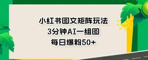 小红书图文矩阵玩法,3分钟AI一组图,每日爆粉50+【揭秘】-聚富社