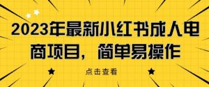 2023年最新小红书成人电商项目,简单易操作【详细教程】【揭秘】-聚富社