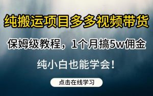 纯搬运项目多多视频带货保姆级教程,1个月搞5w佣金,纯小白也能学会【揭秘】-聚富社
