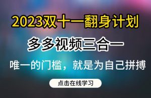 2023双十一翻身计划,多多视频带货三合一玩法教程【揭秘】-聚富社