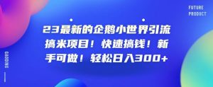 23最新的企鹅小世界引流搞米项目!快速搞钱!新手可做!轻松日入300+【揭秘】-聚富社