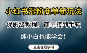 小红书涨粉商单新玩法,保姆级教程,商单接到手软,纯小白也能学会【揭秘】-聚富社