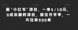 新“小红书”项目,一单5/10元,0成本搬砖项目,抓住开学季,一天狂卖300单【揭秘】-聚富社