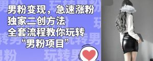 男粉变现,急速涨粉独家二创方法,全套流程教你玩转“男粉项目”【揭秘】-聚富社