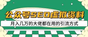 公众号SEO虚拟资料,操作简单,日入500+,可批量操作【揭秘】-聚富社