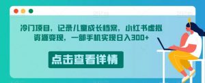 冷门项目,记录儿童成长档案,小红书虚拟资源变现,一部手机实现日入300+【揭秘】-聚富社