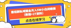 靠短剧私域掘金月入5W小白闭眼做(教程+2T资料)-聚富社