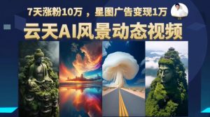 云天AI风景动图视频制作,7天涨粉10万,星图广告变现1万(更新87节课)-聚富社