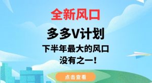 全新风口,多多V计划,下半年最大的风口项目,没有之一【揭秘】-聚富社