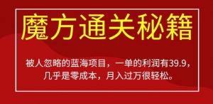 被人忽略的蓝海项目,魔方通关秘籍,一单的利润有39.9,几乎是零成本,月入过万很轻松【揭秘】-聚富社