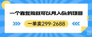 一单卖299-2688,一个靠复购就可以月入6k的暴利项目【揭秘】-聚富社