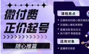 微付费正价起号(随心推篇),正确有效的随心推实操投放-聚富社