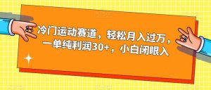 冷门运动赛道,轻松月入过万,一单纯利润30+,小白闭眼入【揭秘】-聚富社