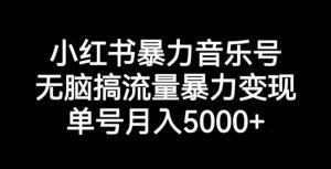 小红书暴力音乐号,无脑搞流量暴力变现,单号月入5000+-聚富社