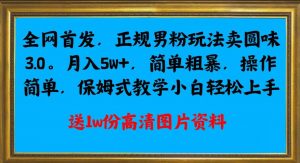 全网首发正规男粉玩法卖圆味3.0,月入5W+,简单粗暴,操作简单,保姆式教学,小白轻松上手-聚富社