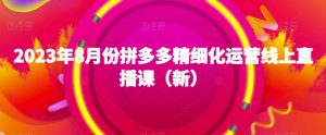 2023年8月份拼多多精细化运营线上直播课(新)-聚富社