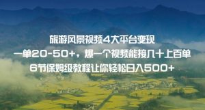 旅游风景视频4大平台变现单20-50+,爆一个视频能接几十上百单6节保姆级教程让你轻松日入500+-聚富社