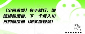 【全网首发】有手就行,微信爆粉项目,下一个月入10万的就是你(附实操视频)【揭秘】-聚富社