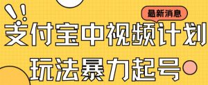 支付宝中视频玩法暴力起号影视起号有播放即可获得收益(带素材)-聚富社