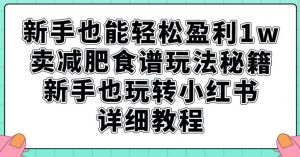 新手也能轻松盈利1w,卖减肥食谱玩法秘籍,新手也玩转小红书详细教程【揭秘】-聚富社