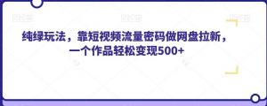 纯绿玩法,靠短视频流量密码做网盘拉新,一个作品轻松变现500+【揭秘】-聚富社