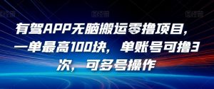 有驾APP无脑搬运零撸项目,一单最高100块,单账号可撸3次,可多号操作【揭秘】-聚富社
