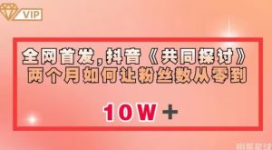 全网首发,抖音《共同探讨》两个月如何让粉丝数从零到10w【揭秘】-聚富社