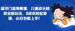 超冷门蓝海赛道,儿童成长档案全新玩法,0成本轻松变现,小白也能上手【揭秘】-聚富社