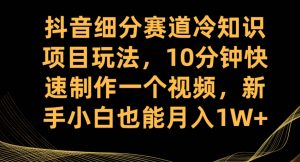 抖音细分赛道冷知识项目玩法,10分钟快速制作一个视频,新手小白也能月入1W+【揭秘】-聚富社