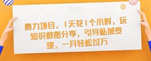 暴力项目,1天花1个小时,玩知识截图分享,引导私域变现,一月轻松过万【截图】-聚富社