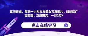 蓝海赛道,每天一小时发发美女写真图片,就能接广告变现,正规阳光,一月2万+【揭秘】-聚富社