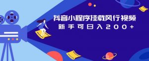 抖音小程序挂载风行视频,新手可日入200+-聚富社