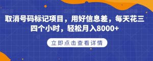 取消号码标记项目,用好信息差,每天花三四个小时,轻松月入8000+【揭秘】-聚富社