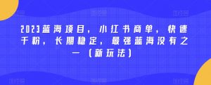 2023蓝海项目,小红书商单,快速千粉,长期稳定,最强蓝海没有之一(新玩法)-聚富社