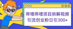 哔哩哔哩项目拆解引流创业粉日引300+小白可轻松上手【揭秘】-聚富社