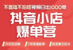 抖店商品卡运营班(8月份),从0-1学习抖音小店全部操作方法,不直播不拍短视频日出1000单-聚富社