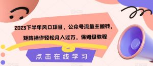 2023下半年风口项目,公众号流量主搬砖,矩阵操作轻松月入过万,保姆级教程-聚富社