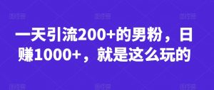 一天引流200+的男粉,日赚1000+,就是这么玩的【揭秘】-聚富社
