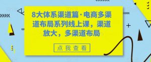 8大体系渠道篇·电商多渠道布局系列线上课,渠道放大,多渠道布局-聚富社