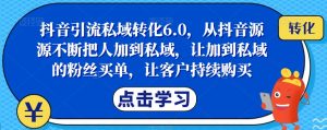 抖音引流私域转化6.0,从抖音源源不断把人加到私域,让加到私域的粉丝买单,让客户持续购买-聚富社