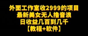 外面工作室收2999的项目最新美女无人撸音浪日收益几百到几千【教程+软件】(仅揭秘)-聚富社