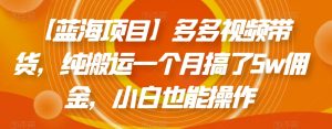 【蓝海项目】多多视频带货,纯搬运一个月搞了5w佣金,小白也能操作【揭秘】-聚富社