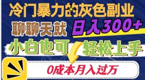 冷门暴利的副业项目,聊聊天就能日入300+,0成本月入过万【揭秘】-聚富社