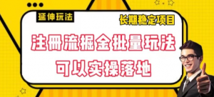 注册流掘金批量玩法,可以实操落地【揭秘】-聚富社