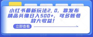 小红书最新玩法2.0,靠发布精品头像日入500+,可多账号放大收益!【揭秘】-聚富社