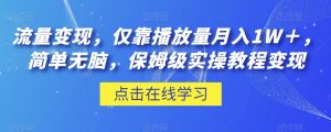 流量变现,仅靠播放量月入1W+,简单无脑,保姆级实操教程【揭秘】-聚富社